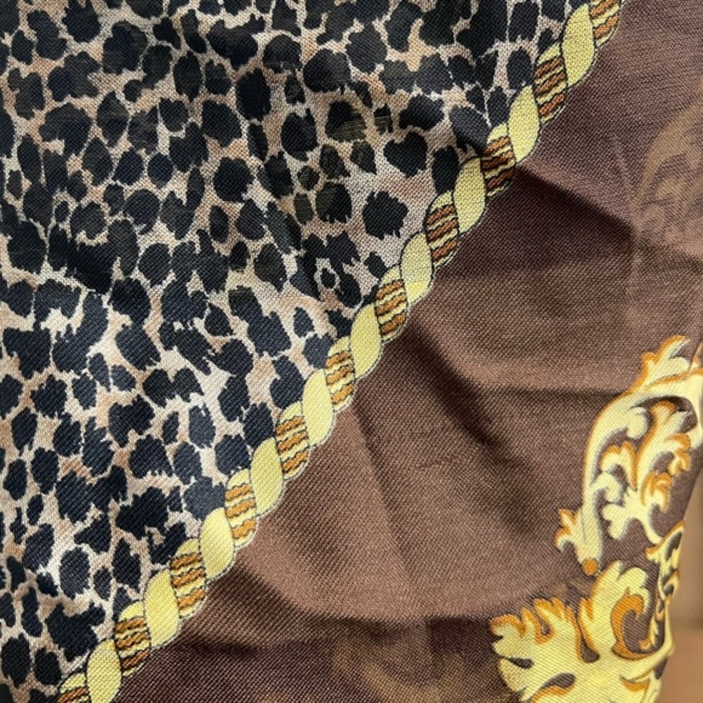 Classic Scroll/Leopard Print Scarf Polyester 33” … - image 5